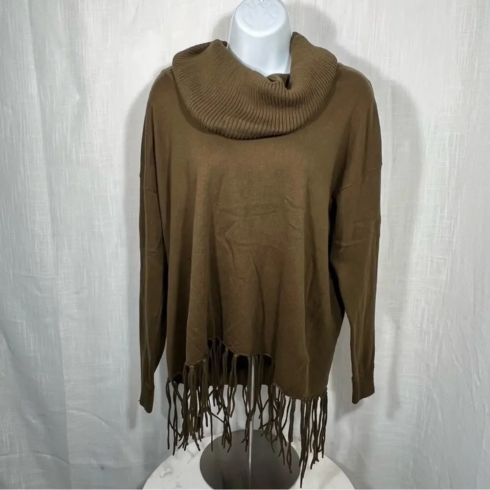 Michael Kors Fringed Cowl Neck Soft Sweater Size Small